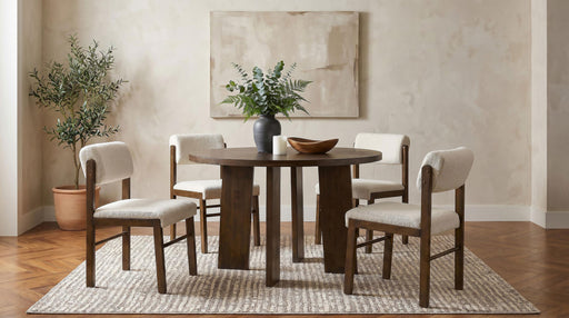 Strouse 5-piece Dining Set Cream and Walnut - 193940WAL-S5B