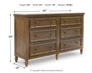 Sturlayne California King Upholstered Panel Bed with Dresser and 2 Nightstands in Brown from Ashley - DMV Furniture