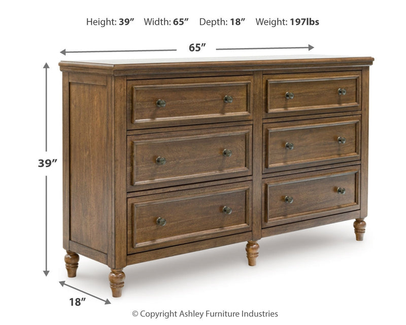 Sturlayne California King Upholstered Panel Bed with Dresser and 2 Nightstands in Brown from Ashley - DMV Furniture