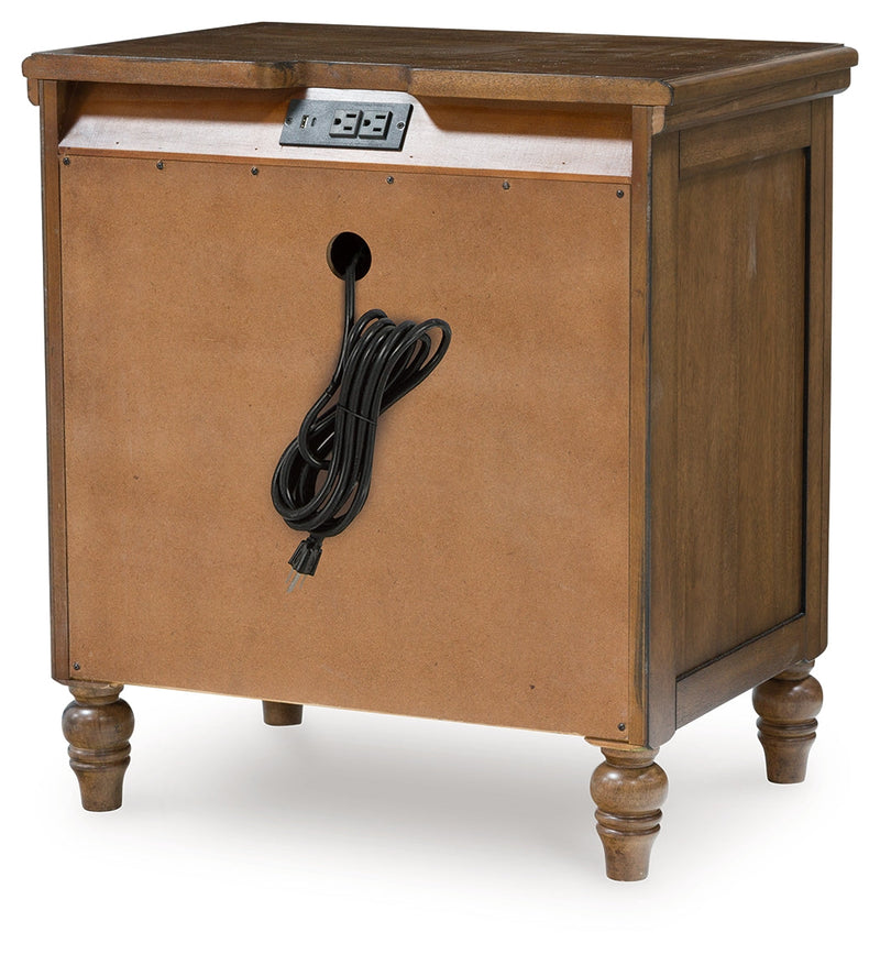 Sturlayne Queen Upholstered Panel Bed with 2 Nightstands in Brown from Ashley - DMV Furniture