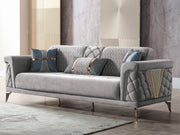Sultan Elf 3-pieces (Sofa & Loveseat & Chair) Livingroom in Light Grey - Blue - 200-ELIF-SUL-A125-321