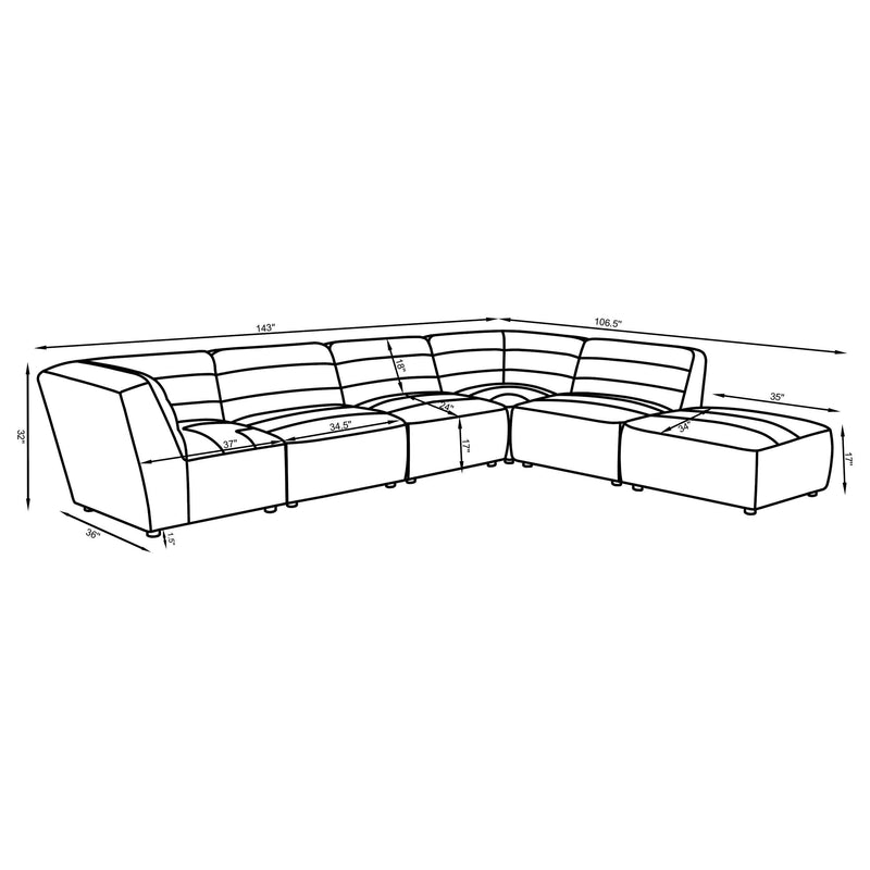 Sunny 6-piece Upholstered Modular Sectional Sofa Charcoal - 552081-SET