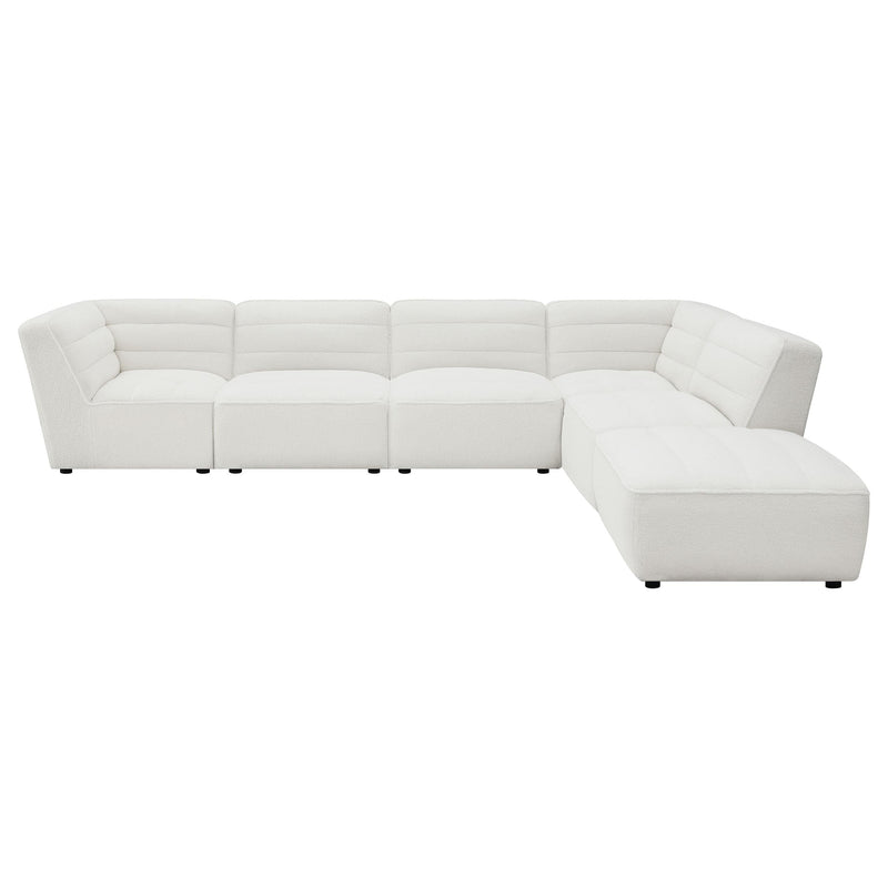 Sunny 6-piece Upholstered Modular Sectional Sofa Ivory Sherpa - 551621-SET