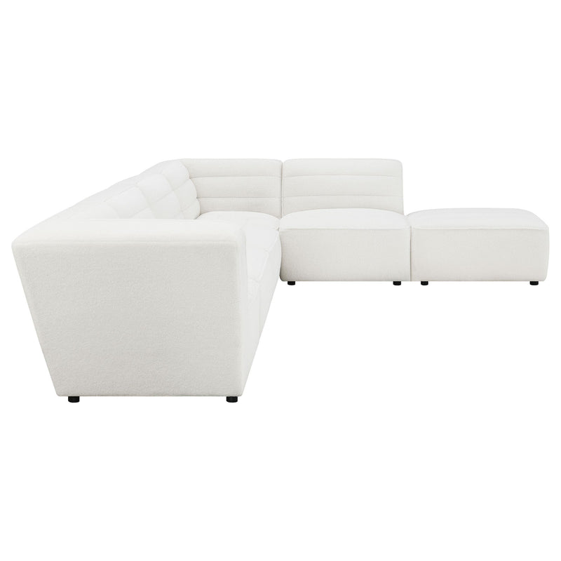 Sunny 6-piece Upholstered Modular Sectional Sofa Ivory Sherpa - 551621-SET