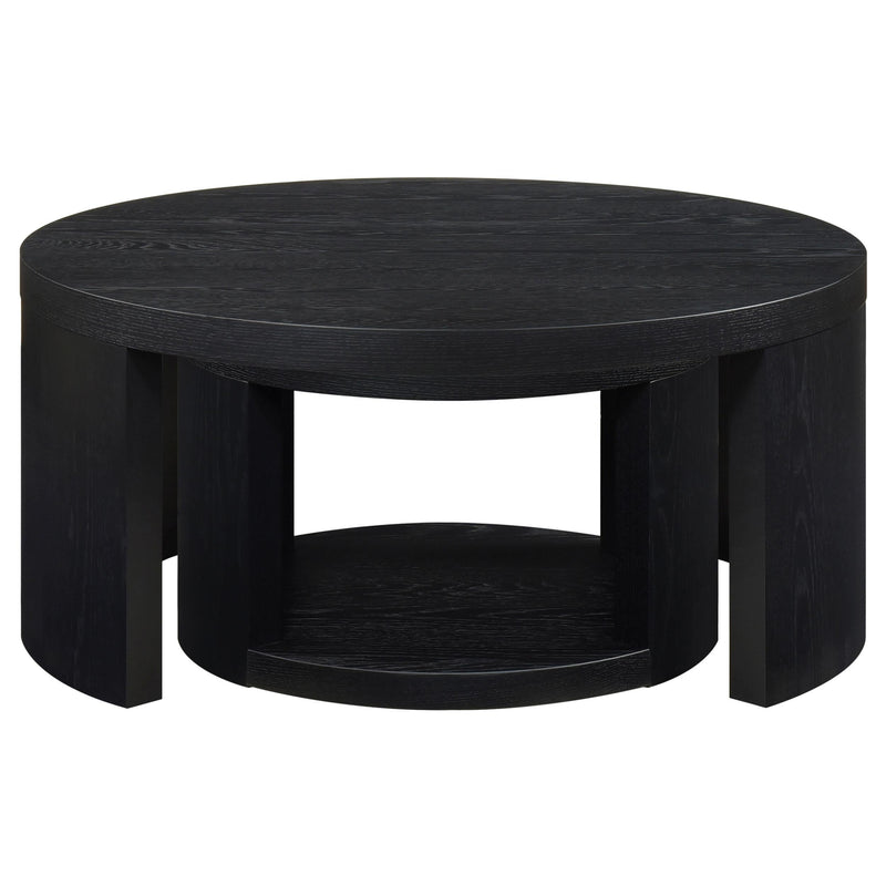 Sweeney 2-piece Round Wood Occasional Nesting Table Set Black - 722820