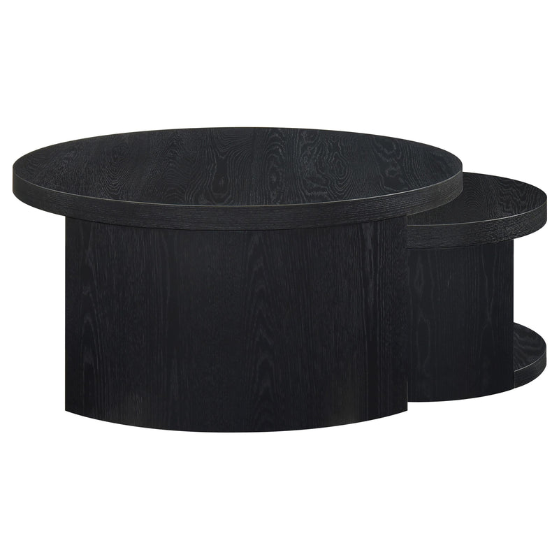 Sweeney 2-piece Round Wood Occasional Nesting Table Set Black - 722820