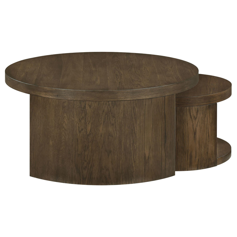 Sweeney 2-piece Round Wood Occasional Nesting Table Set Dark Walnut - 722830
