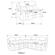 Sycamore Upholstered Power Reclining Sectional Sofa Grey - 610200P