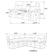 Sycamore Upholstered Power Reclining Sectional Sofa Grey - 610200P