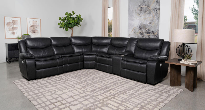 Sycamore Upholstered Power Reclining Sectional Sofa Grey - 610200P