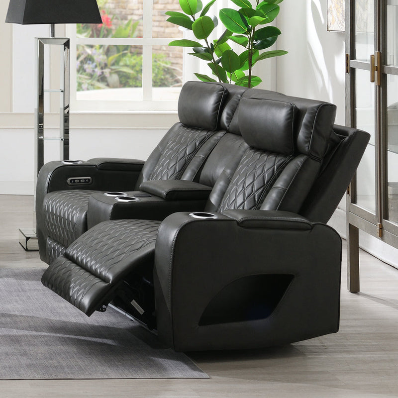 Taddeo Power Motion Loveseat w/Console, Speaker, USB, Wireless Charger & LED - LV06231