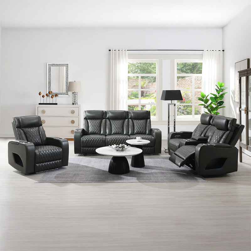Taddeo Power Motion Loveseat w/Console, Speaker, USB, Wireless Charger & LED - LV06231