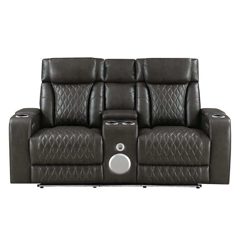 Taddeo Power Motion Loveseat w/Console, Speaker, USB, Wireless Charger & LED - LV06231