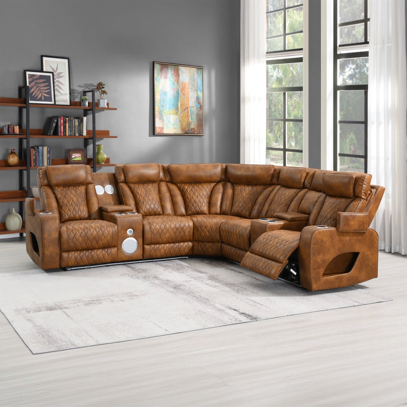 Taddeo Power Motion Sectional Sofa Set w/Power Headrest, Massage & LED - LV06240