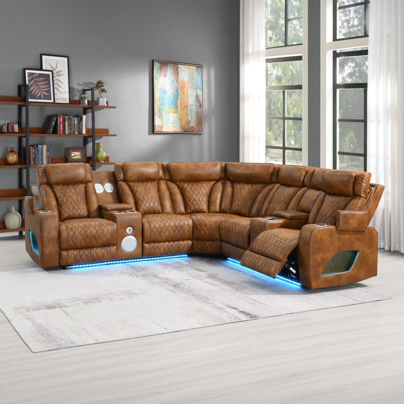 Taddeo Power Motion Sectional Sofa Set w/Power Headrest, Massage & LED - LV06240