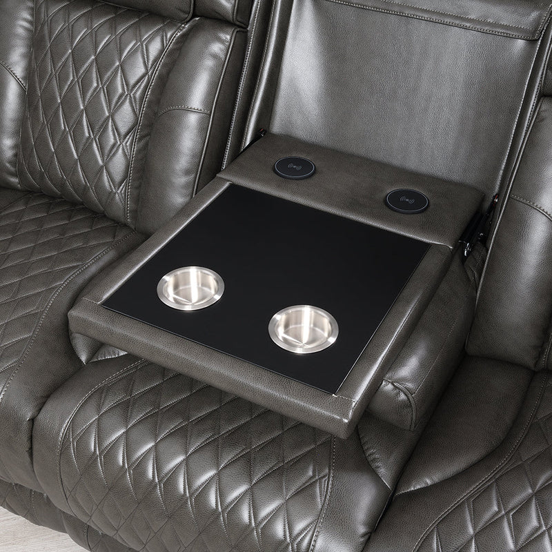 Taddeo Power Motion Sofa w/Power Headrest, USB, Wireless Charger, LED & Reading Light - LV06230