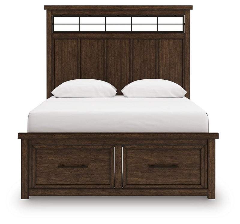 Taffenbrook Medium Brown Queen Panel Storage Bed - B849B2