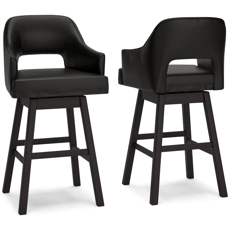 Tallenger Black/Dark Brown Bar Height Bar Stool (Set of 2) - D380-930X2