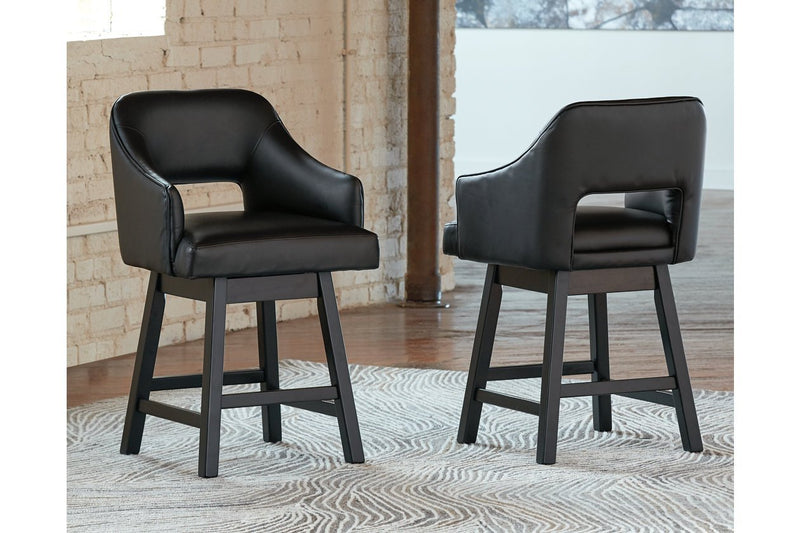 Tallenger Black/Dark Brown Counter Height Bar Stool (Set of 2) - DMV FurnitureBarstool