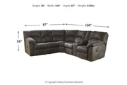 Tambo Pewter 2 - Piece Sectional with Recliner - DMV FurnitureReclining Sectional