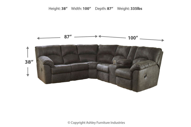 Tambo Pewter 2 - Piece Sectional with Recliner - DMV FurnitureReclining Sectional