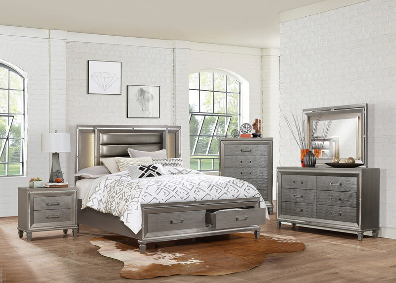 Tamsin Silver/Gray Metallic LED Upholstered Storage Platform Bedroom Set - DMV FurnitureBedroom Set