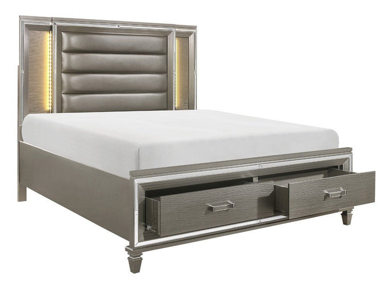 Tamsin Silver/Gray Metallic LED Upholstered Storage Platform Bedroom Set - DMV FurnitureBedroom Set