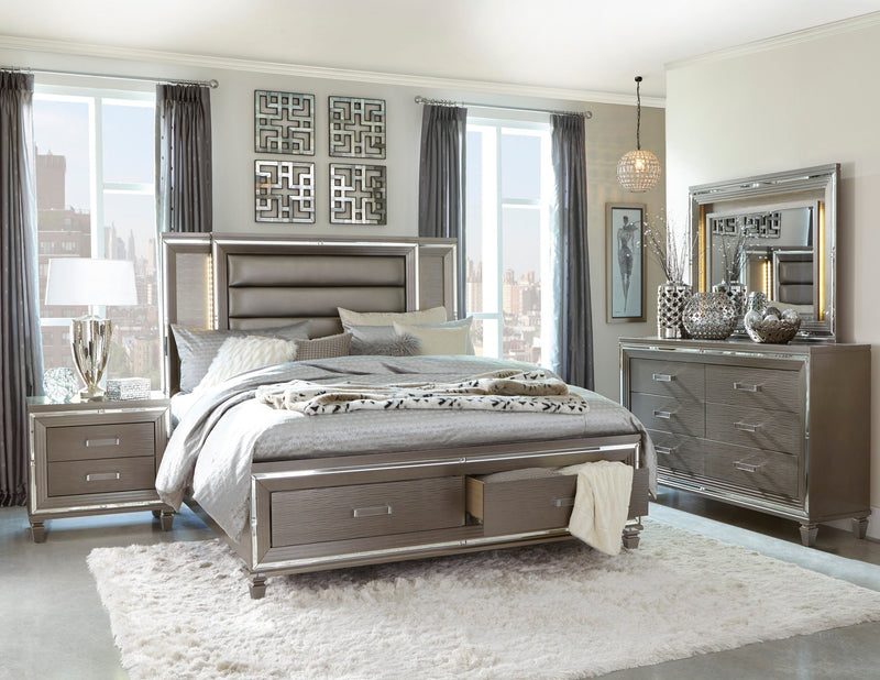 Tamsin Silver/Gray Metallic LED Upholstered Storage Platform Bedroom Set - DMV FurnitureBedroom Set