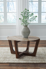 Tanidore Coffee Table with 1 End Table in Warm Brown - PKG020847