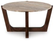 Tanidore Coffee Table with 2 End Tables in Warm Brown - PKG020848