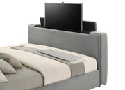 Tara 61-inch Upholstered Eastern King Panel TV Bed Grey - 315994KE