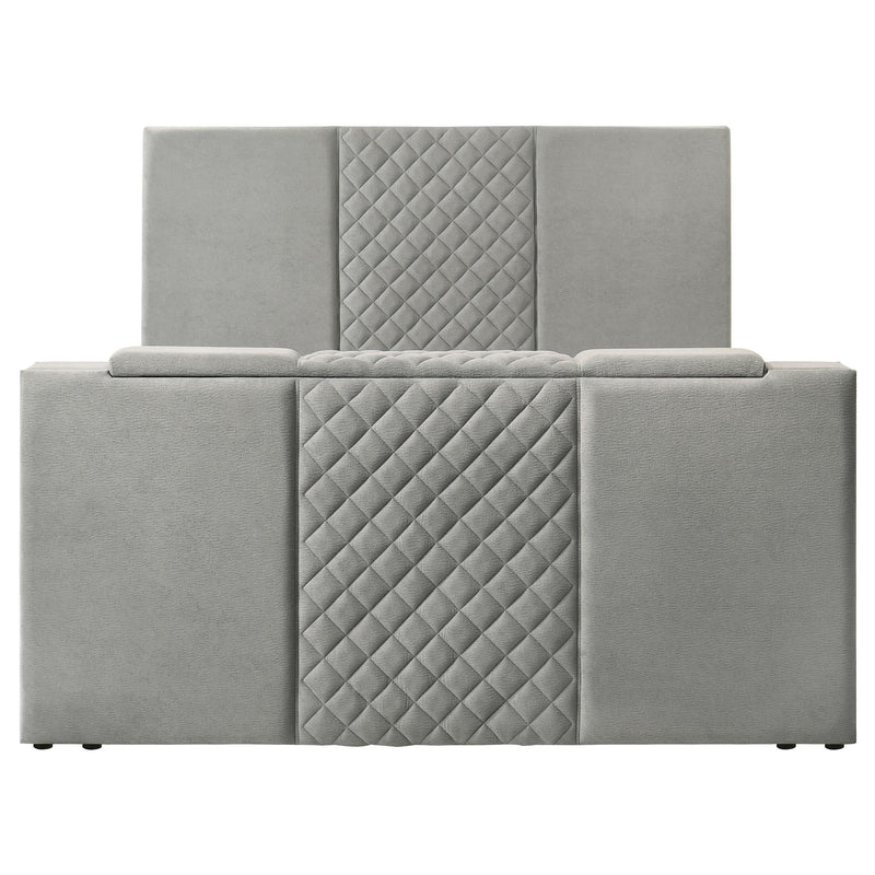 Tara 61-inch Upholstered Eastern King Panel TV Bed Grey - 315994KE