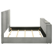 Tara 61-inch Upholstered Eastern King Panel TV Bed Grey - 315994KE