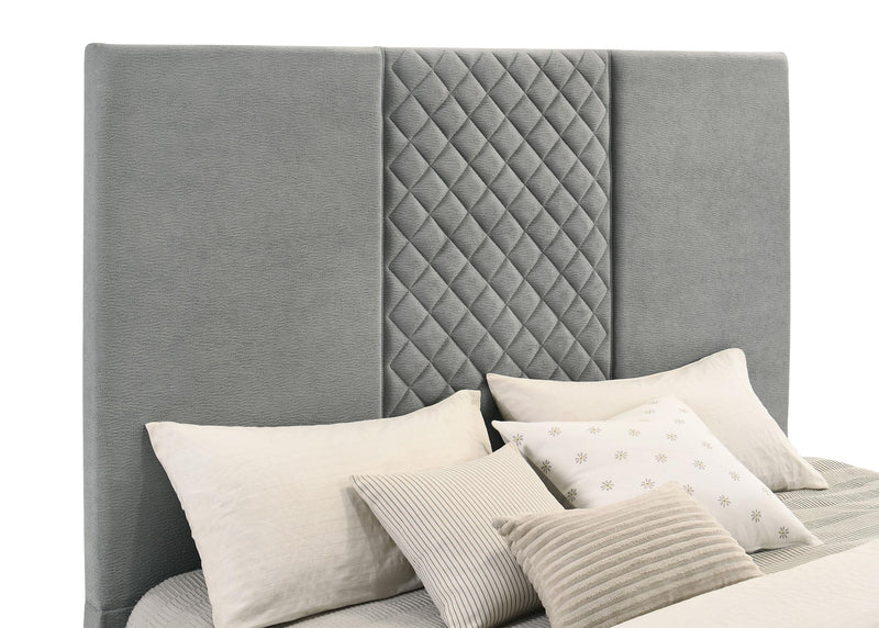 Tara 61-inch Upholstered Eastern King Panel TV Bed Grey - 315994KE