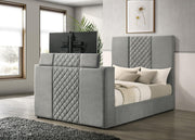 Tara 61-inch Upholstered Queen Panel TV Bed Grey - 315994Q