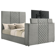 Tara 61-inch Upholstered Queen Panel TV Bed Grey - 315994Q