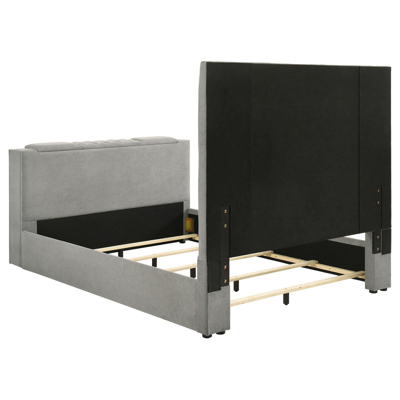 Tara 61-inch Upholstered Queen Panel TV Bed Grey - 315994Q
