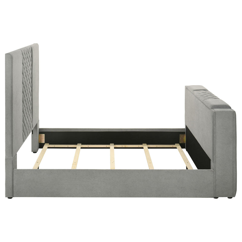 Tara 61-inch Upholstered Queen Panel TV Bed Grey - 315994Q