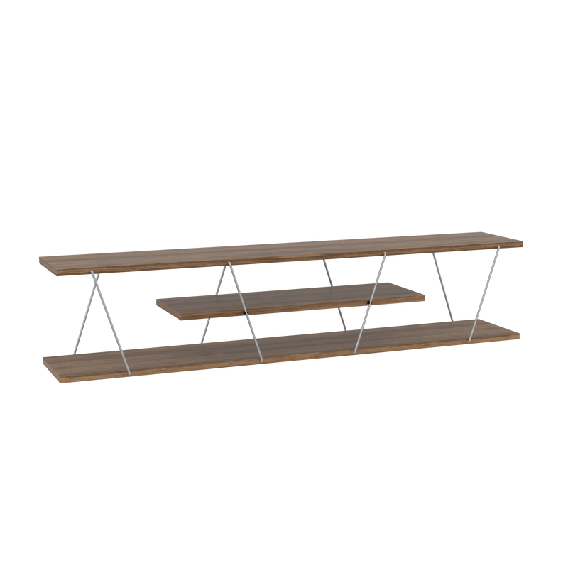 Tars Tv Stand in Walnut-Chrome - 720-TAR-TV-RF160102