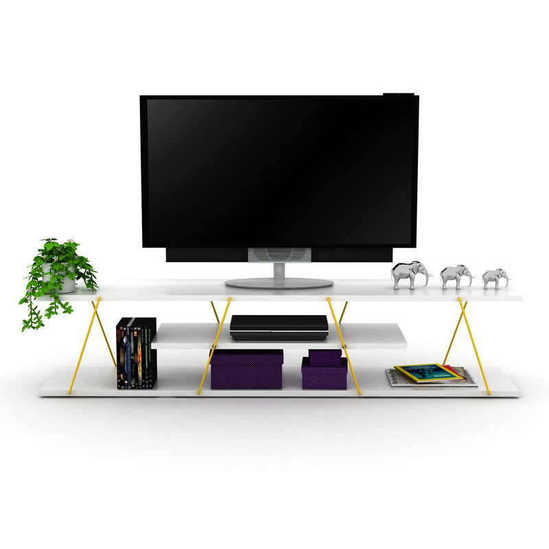 Tars Tv Stand in Walnut-Chrome - 720-TAR-TV-RF160102