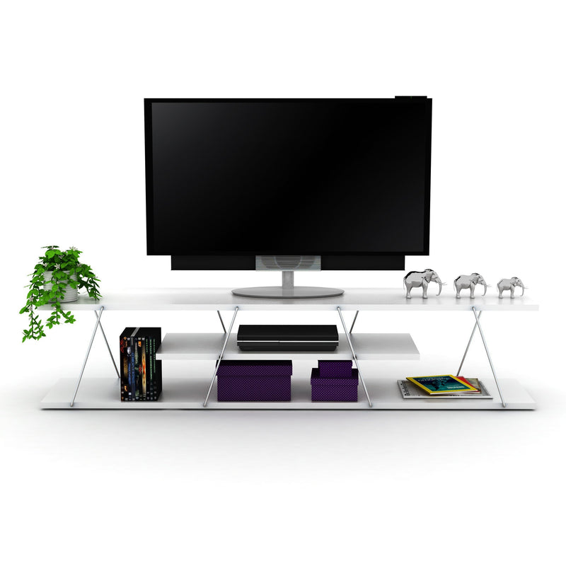 Tars Tv Stand in Walnut-Chrome - 720-TAR-TV-RF160102