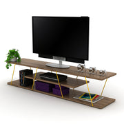 Tars Tv Stand in Walnut-Chrome - 720-TAR-TV-RF160102