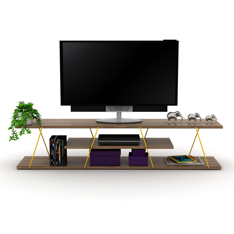 Tars Tv Stand in Walnut-Chrome - 720-TAR-TV-RF160102