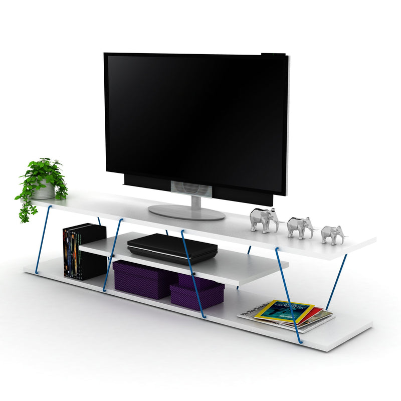 Tars Tv Stand in White-Chrome - 720-TAR-TV-RF160100