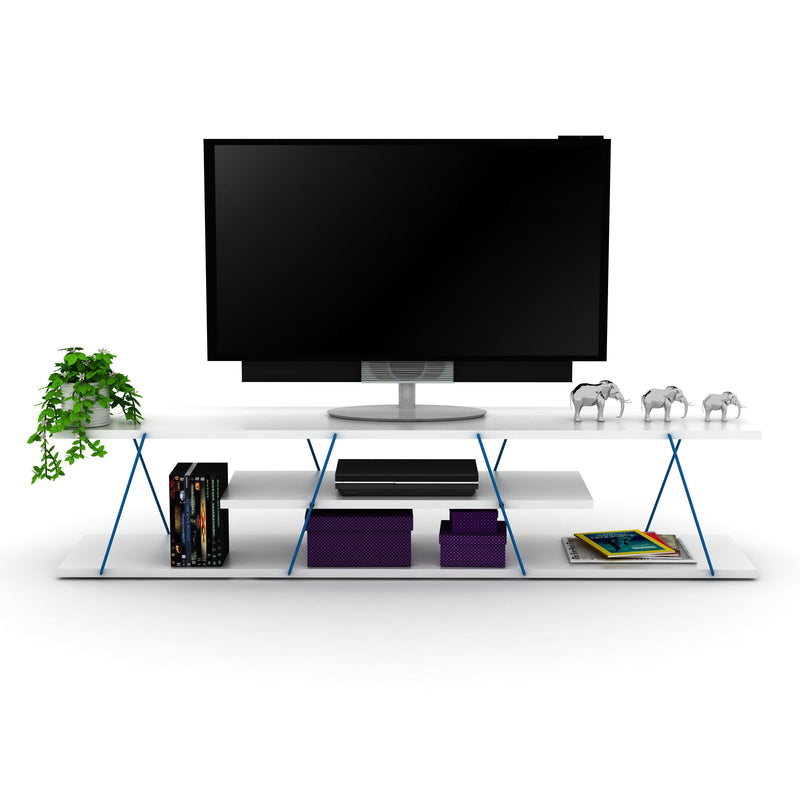 Tars Tv Stand in White-Chrome - 720-TAR-TV-RF160100