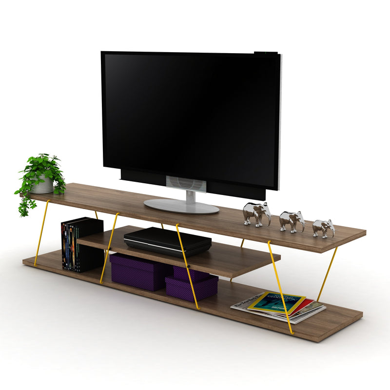 Tars Tv Stand in White-Chrome - 720-TAR-TV-RF160100