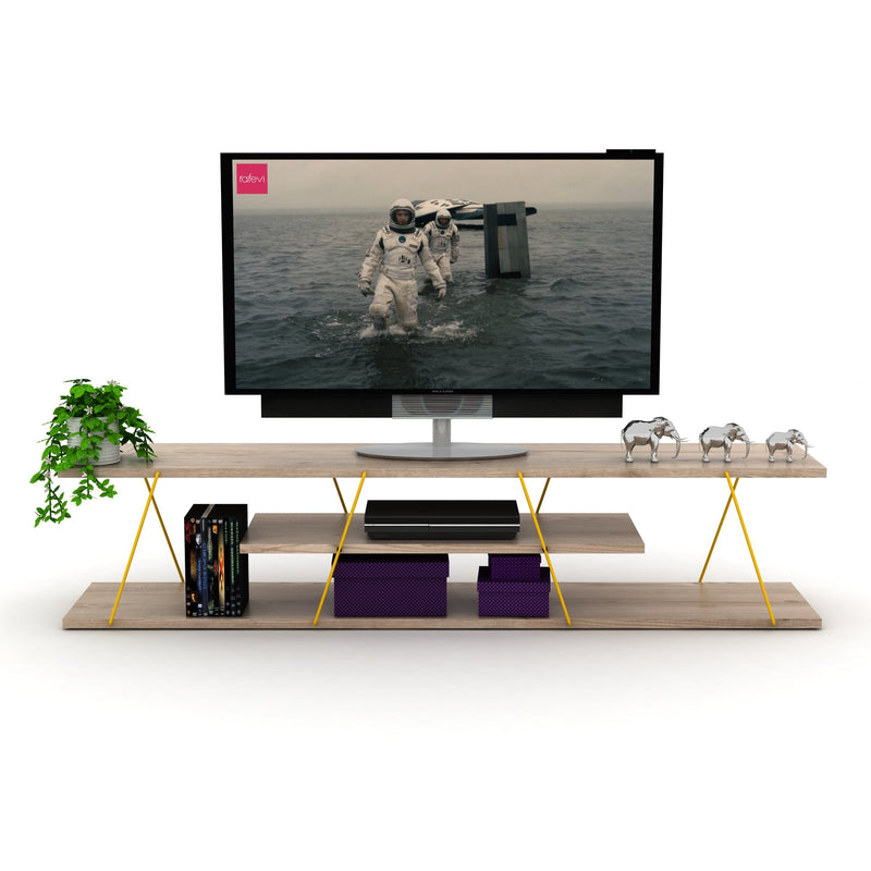 Tars Tv Stand in White-Yellow - 720-TAR-TV-RF160104