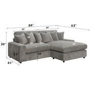 Tavia Reversible Sectional Sofa W/6 Pillows - LV01882