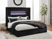 Tayleena Black Queen Upholstered Bed with Fireplace and Wireless Audio - PCB620B1