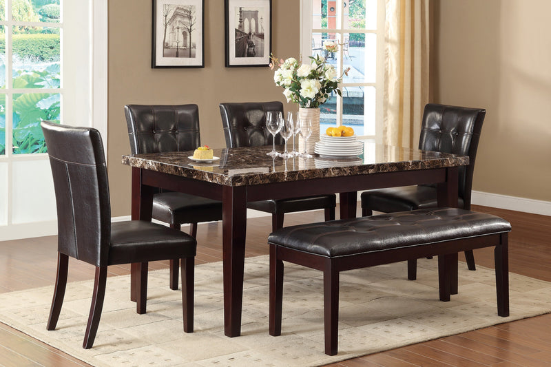 Teague Espresso Faux - Marble Top Dining Set - DMV FurnitureDining Room Set